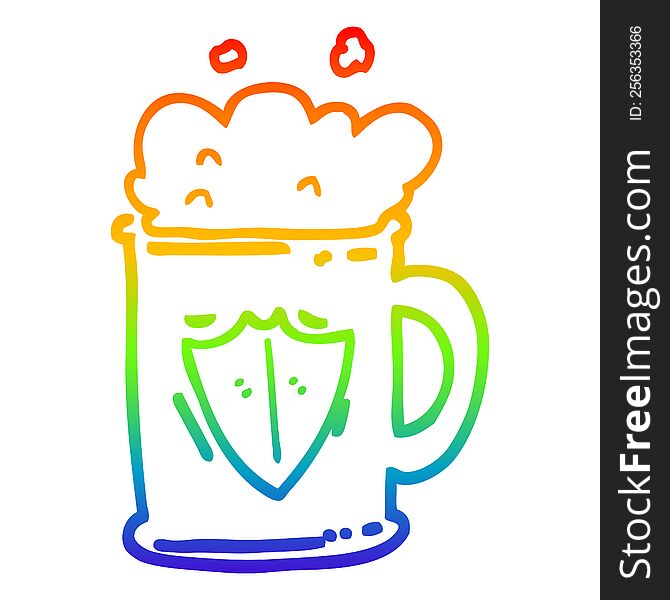 Rainbow Gradient Line Drawing Cartoon Tankard