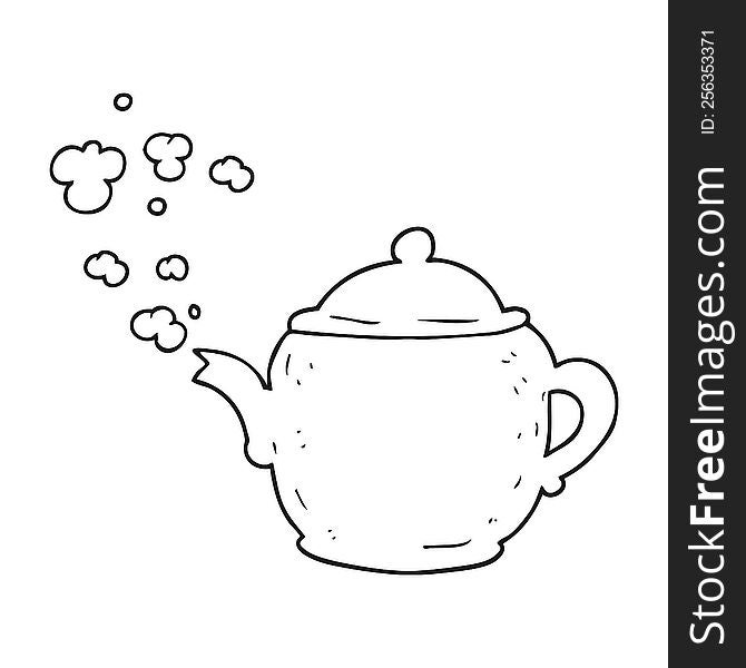black and white cartoon teapot