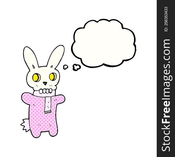 Thought Bubble Cartoon Spooky Skull Rabbit