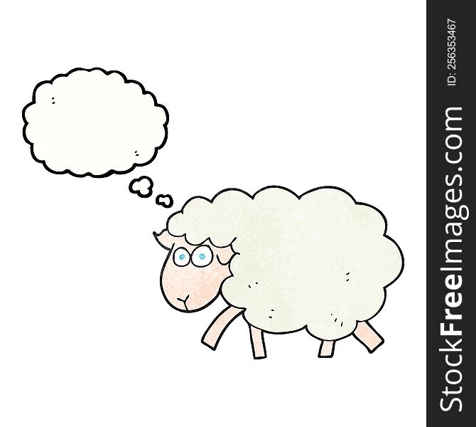 Thought Bubble Textured Cartoon Sheep