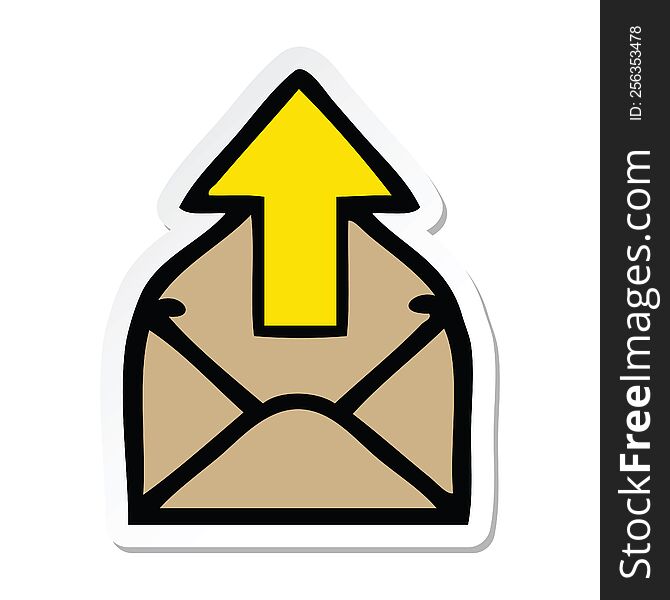 Sticker Of A Cute Cartoon Envelope With Arrow