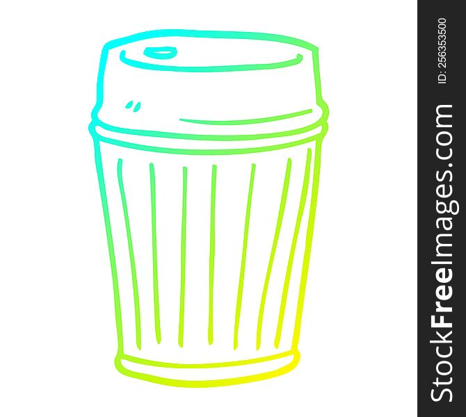 cold gradient line drawing of a cartoon take out coffee