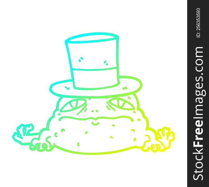 cold gradient line drawing of a cartoon rich toad
