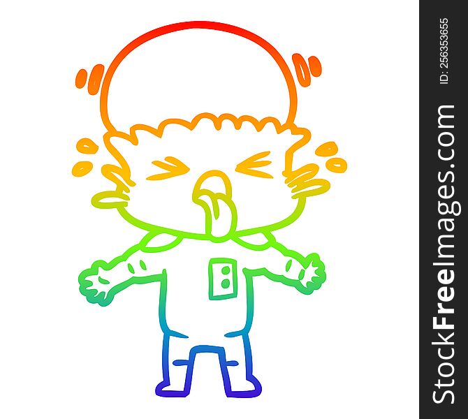 Rainbow Gradient Line Drawing Weird Cartoon Alien