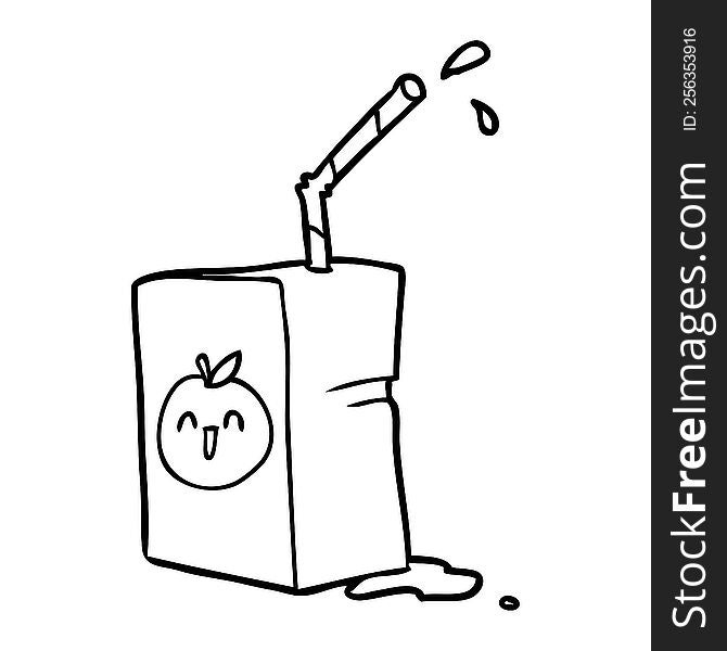line drawing of a apple juice box. line drawing of a apple juice box