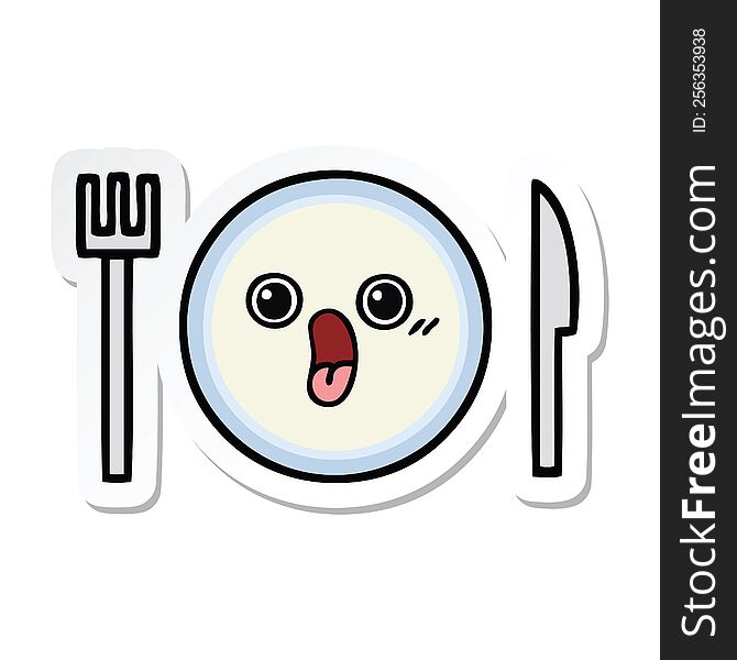 Sticker Of A Cute Cartoon Dinner Plate