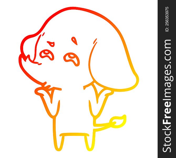 warm gradient line drawing of a cartoon elephant remembering