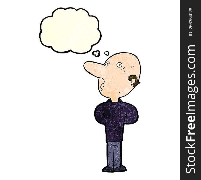 Cartoon Balding Man With Thought Bubble