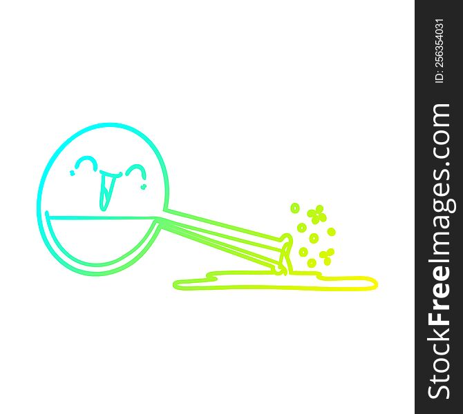 cold gradient line drawing of a happy cartoon spilled chemicals