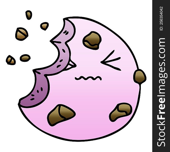 gradient shaded quirky cartoon munched cookie. gradient shaded quirky cartoon munched cookie