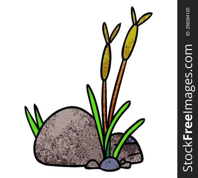 hand drawn textured cartoon doodle of stone and pebbles