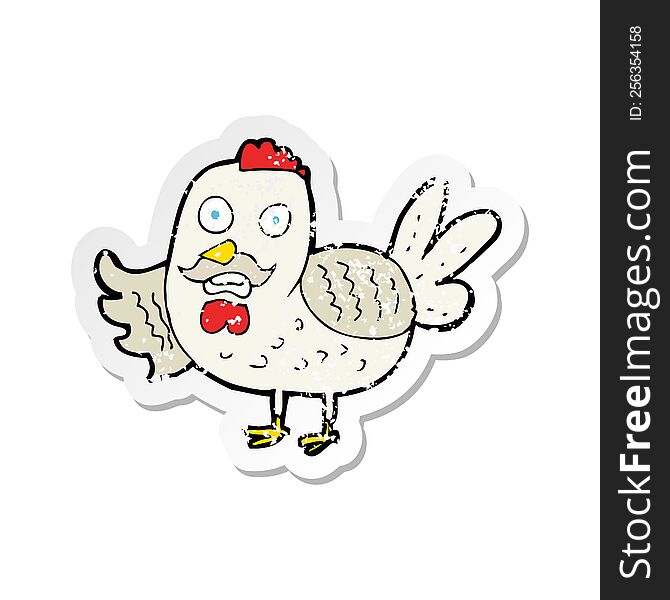 retro distressed sticker of a cartoon old rooster