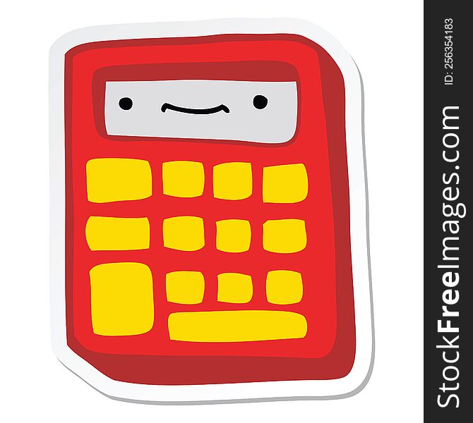 Sticker Of A Cartoon Calculator