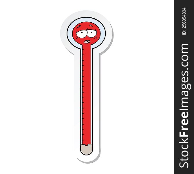sticker of a cartoon thermometer