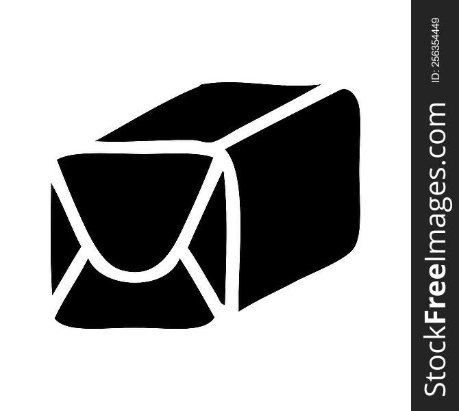 flat symbol of a paper parcel. flat symbol of a paper parcel