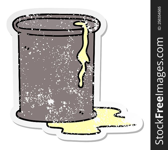 distressed sticker of a quirky hand drawn cartoon barrel of oil