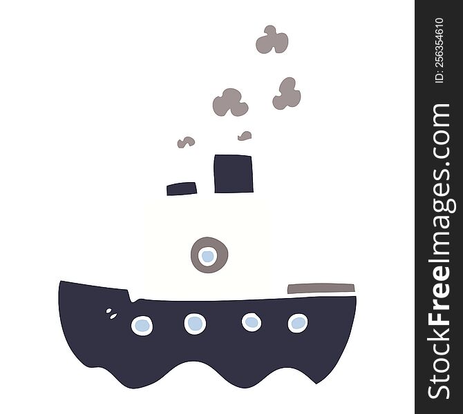 Cartoon Doodle Steam Boat