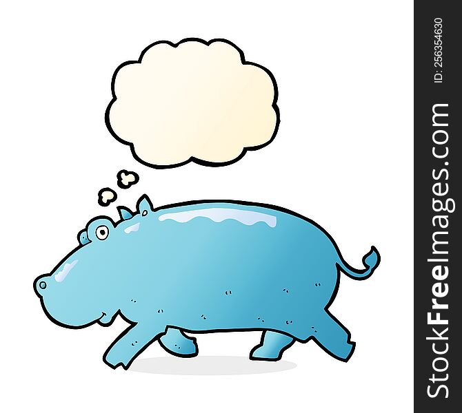 Cartoon Hippopotamus With Thought Bubble