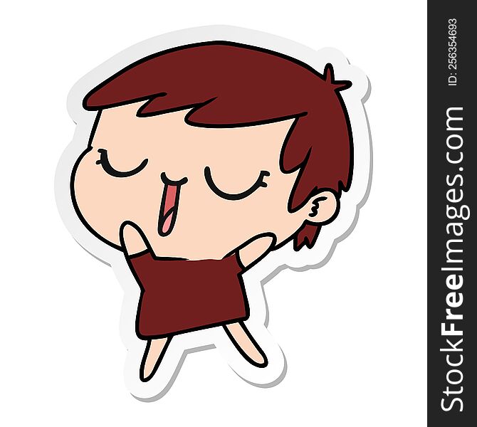 freehand drawn sticker cartoon of cute kawaii short haired girl