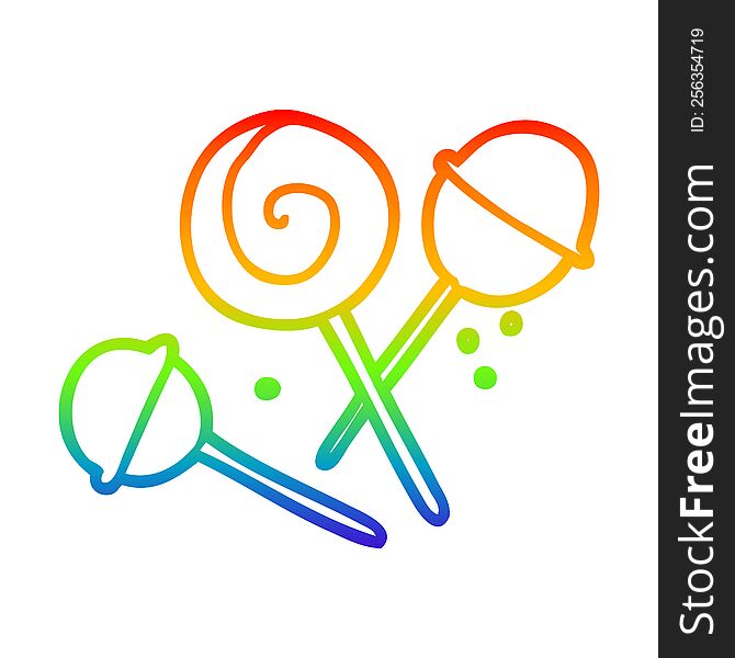 Rainbow Gradient Line Drawing Traditional Lollipop
