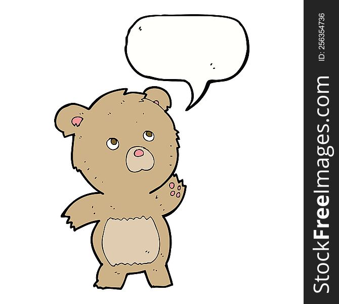 Cartoon Curious Teddy Bear With Speech Bubble