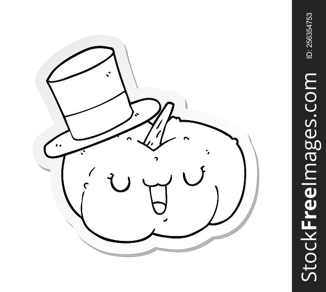 Sticker Of A Cartoon Pumpkin Wearing Hat