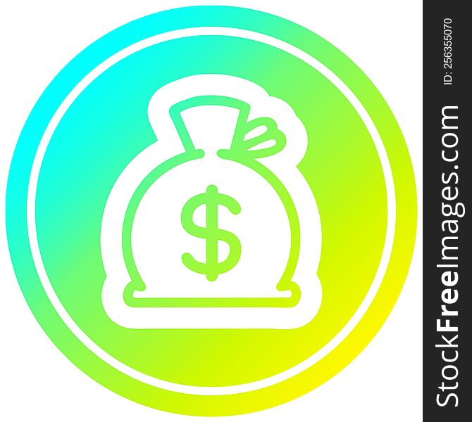 sack of money circular icon with cool gradient finish. sack of money circular icon with cool gradient finish