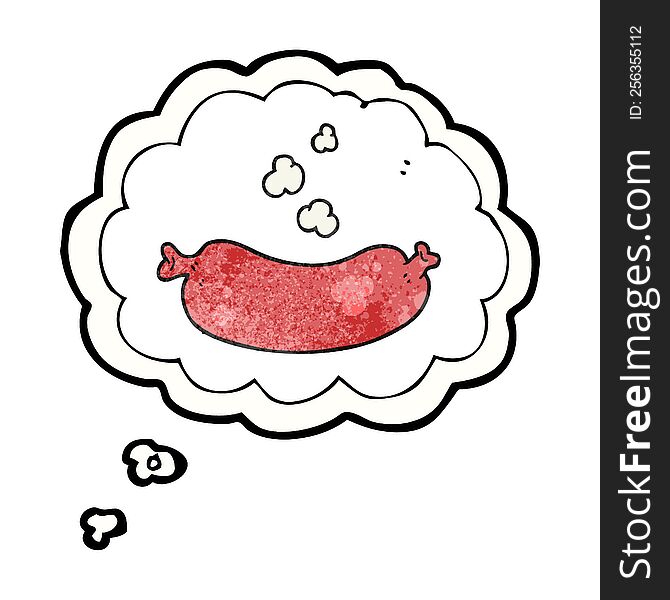 Thought Bubble Textured Cartoon Hot Sausage