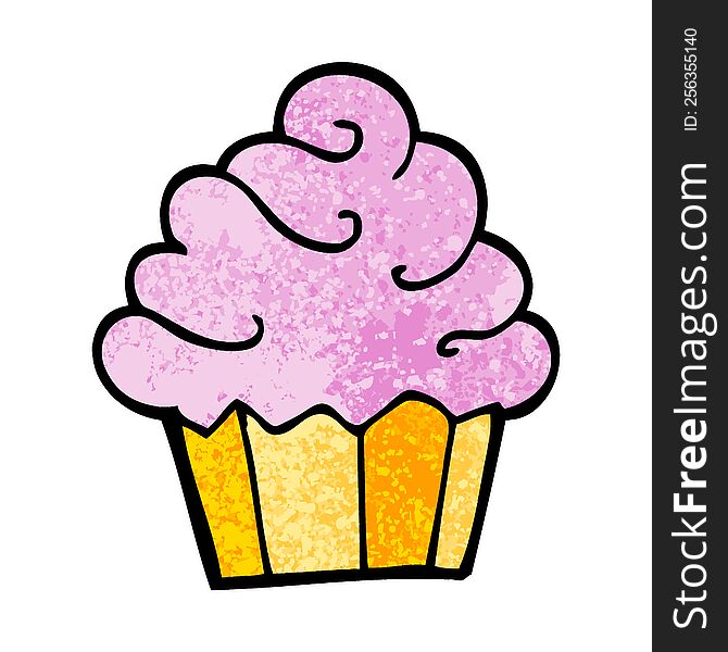 Grunge Textured Illustration Cartoon Cupcake