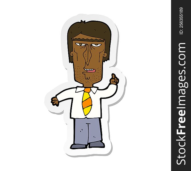 Sticker Of A Cartoon Grumpy Boss