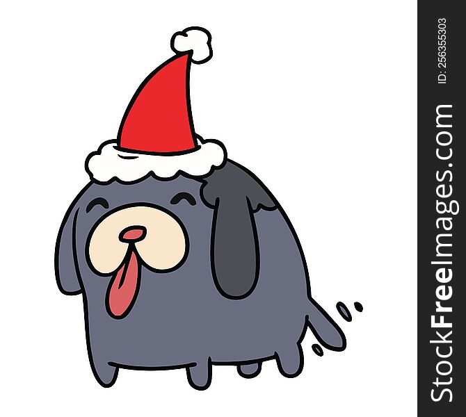 hand drawn christmas cartoon of kawaii dog