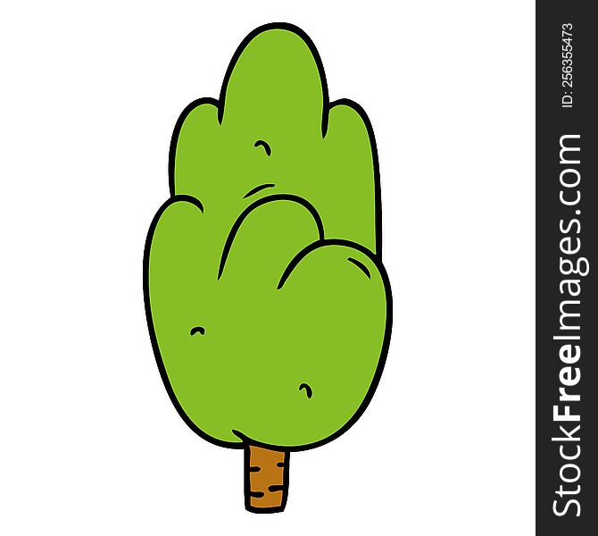 hand drawn cartoon doodle single green tree