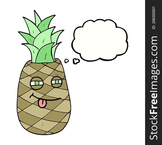 freehand drawn thought bubble cartoon pineapple