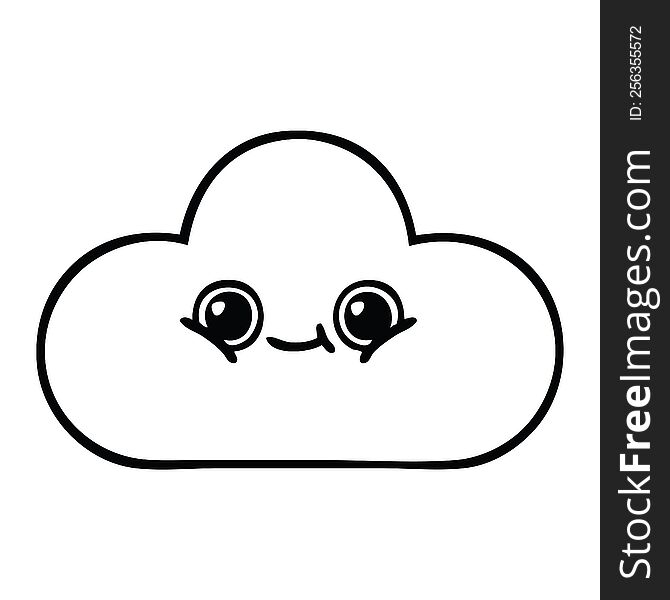 line drawing cartoon snow cloud