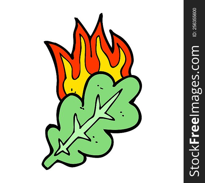 cartoon burning leaf symbol