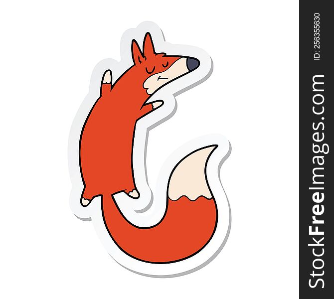 Sticker Of A Cartoon Jumping Fox