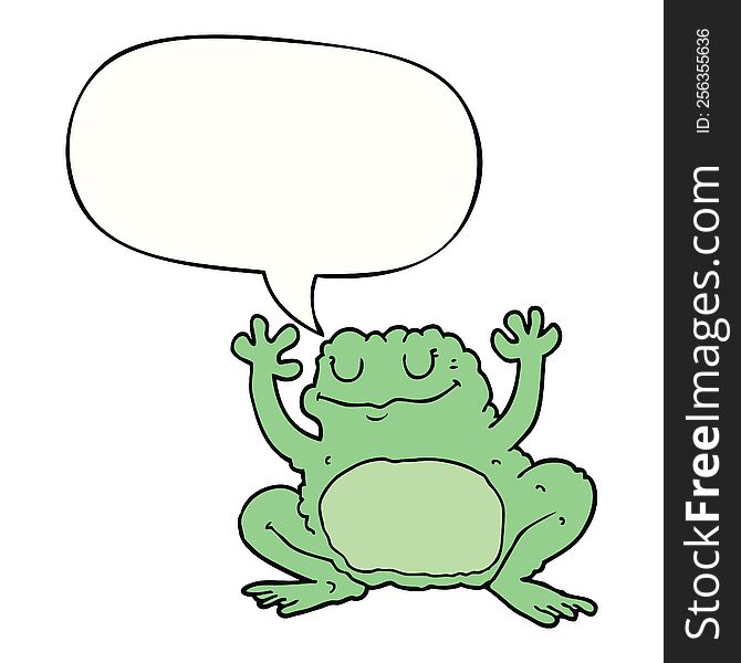 cartoon frog with speech bubble. cartoon frog with speech bubble