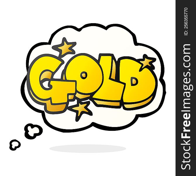 Thought Bubble Cartoon Word Gold