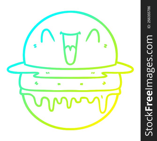 Cold Gradient Line Drawing Cartoon Happy Burger