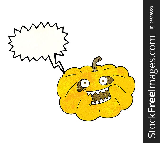 Speech Bubble Textured Cartoon Halloween Pumpkin