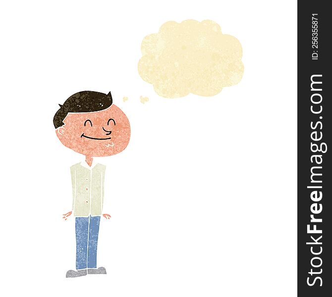 Cartoon Smiling Man With Thought Bubble
