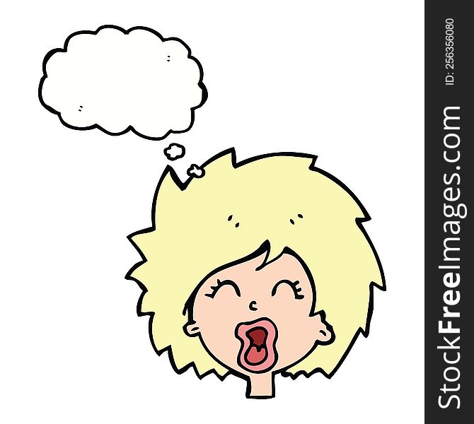 Cartoon Woman Screaming With Thought Bubble