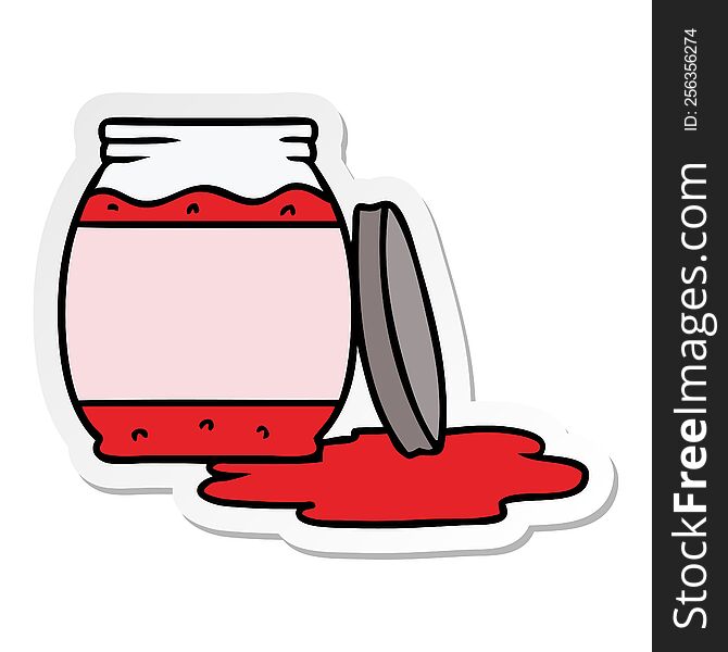 hand drawn sticker cartoon doodle of a strawberry jam
