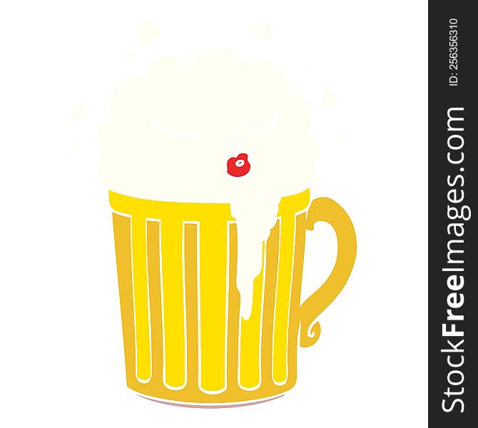 flat color style cartoon mug of beer