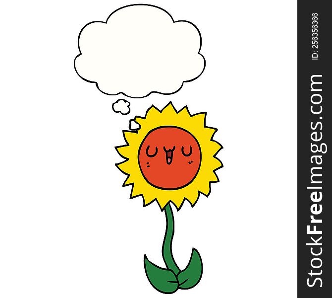 Cartoon Flower And Thought Bubble