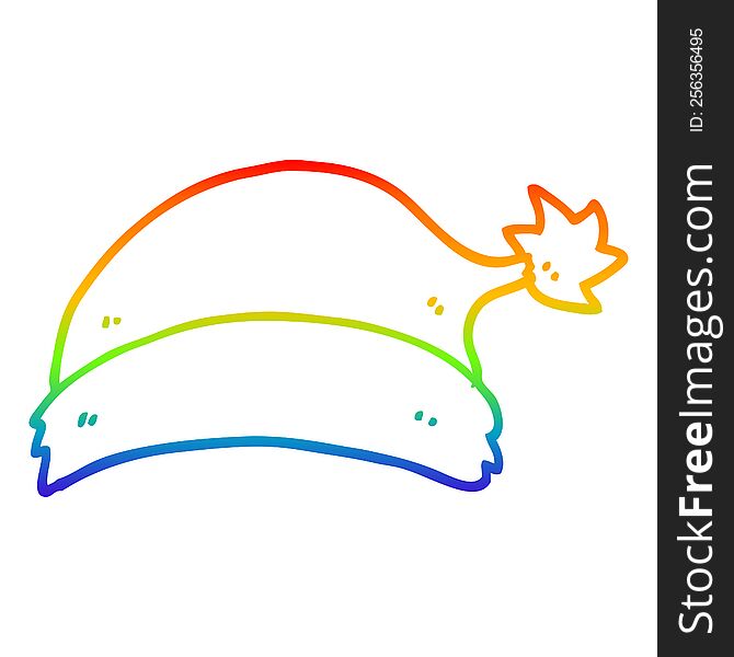 Rainbow Gradient Line Drawing Cartoon Christmas Hat