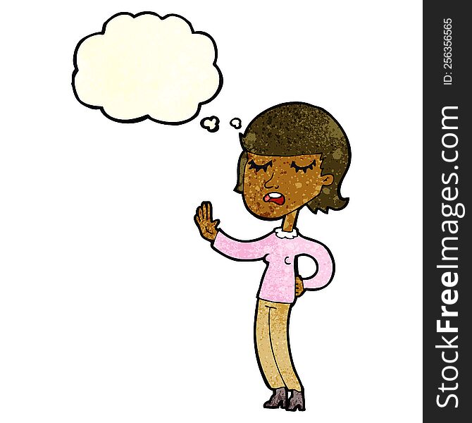 Cartoon Woman Ignoring With Thought Bubble