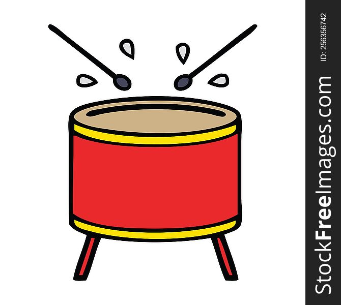 cute cartoon of a beating drum. cute cartoon of a beating drum