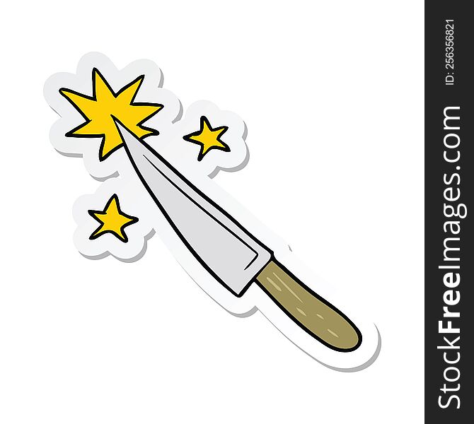 sticker of a cartoon sharp kitchen knife