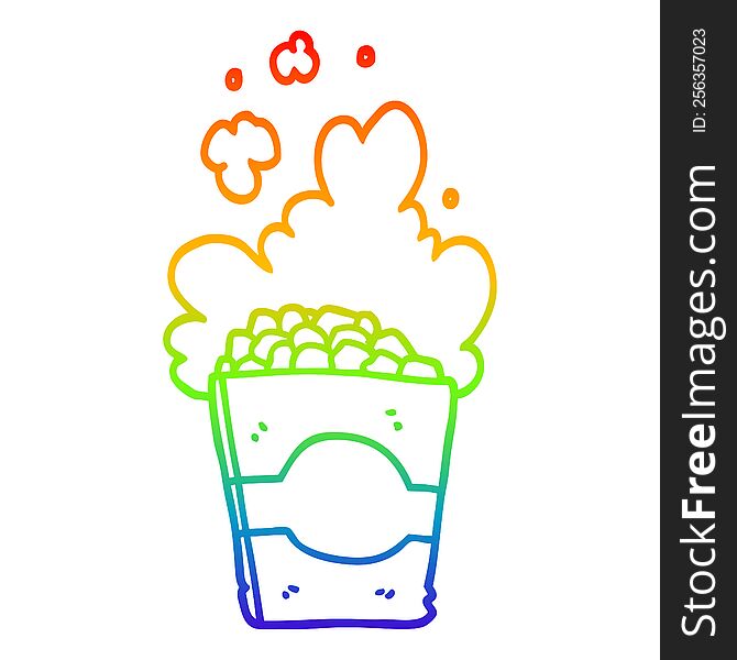 Rainbow Gradient Line Drawing Cartoon Popcorn